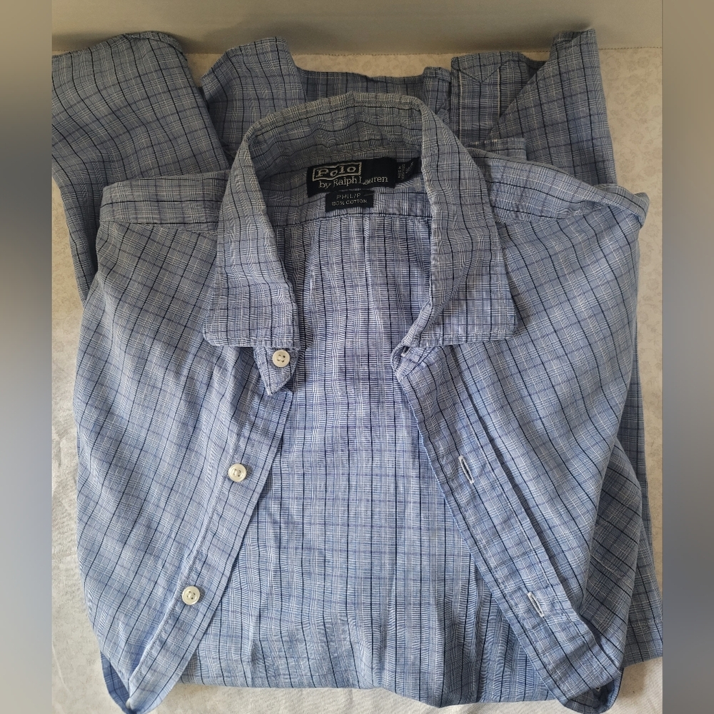Polo by Ralph Lauren Men's Blue Checkered Shirt